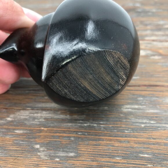 Vintage Hand Crafted Dark Wood Rabbit Figurine 3" Abstract Polished Mid Century - Picture 7 of 10